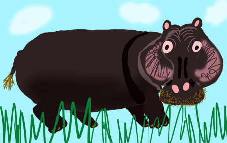 hippo-in-grass