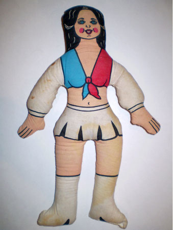 Vintage-Oilers-Football-Cheerleader-Stuffed-Figure-70's