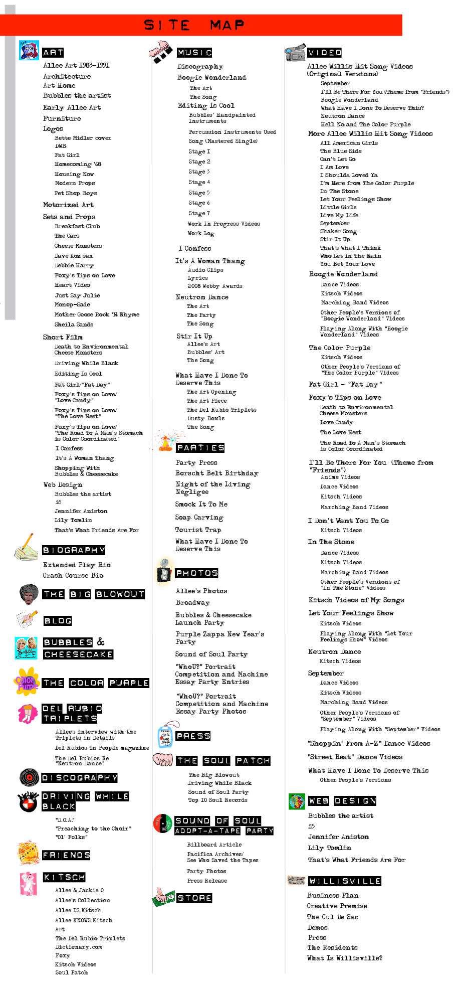 Allee Willis - Sitemap