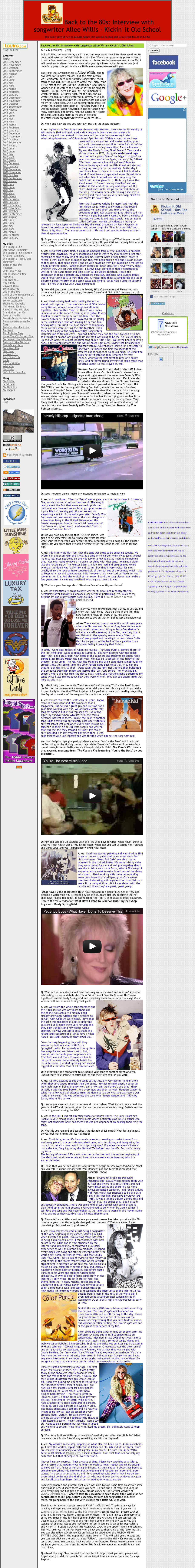 Kickin' It Old School - An Interview With Songwriter Allee Willis, (Back To The 80's, 12/15/12)